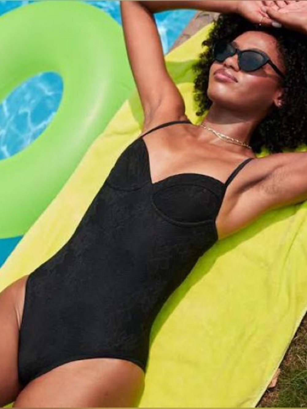 Aerie black lace floral underwire swimsuit